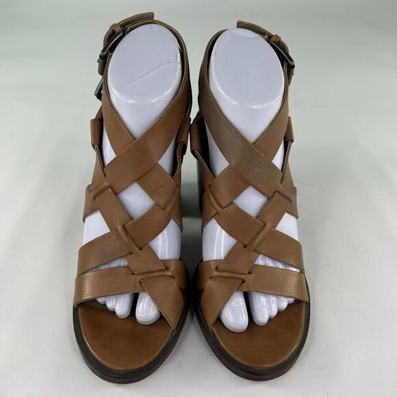 ASH Women's Block-Heel Strappy Sandals US 7 Brown Leather Ankle Booties - Picture 4 of 10